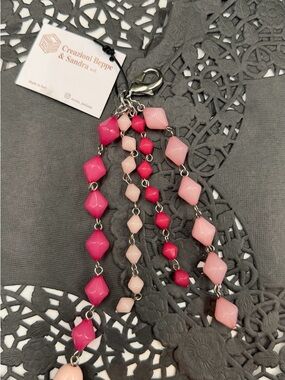 Italian Beaded Bag Charm Pink Ombre Creazioni Beppe Keychain Purse Accessory